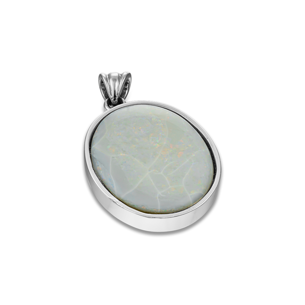 14K WHITE GOLD OPAL PENDANT