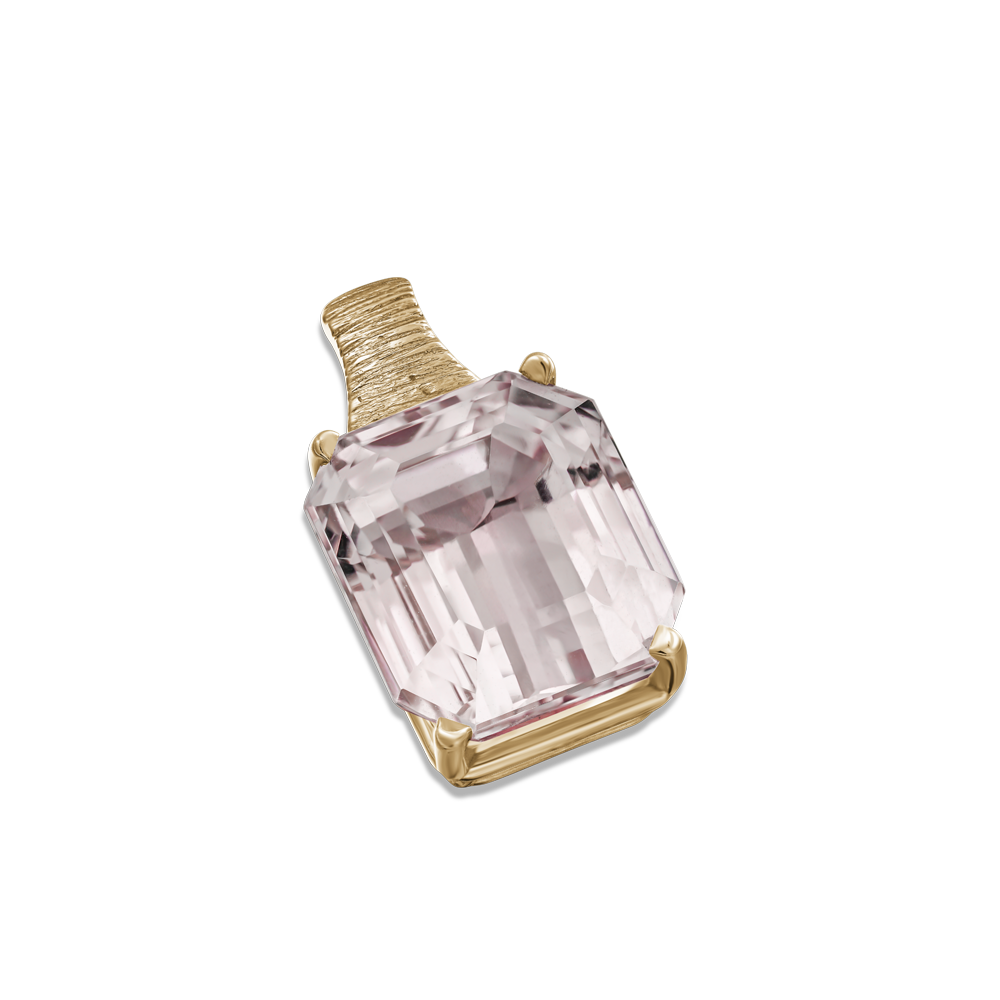 14K YELLOW GOLD AND PINK KUNZITE PENDANT